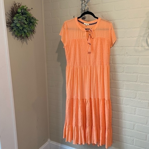 Kate & Sam dress NEW coral orange dress Swiss‎ dot & eyelet lined small - Picture 7 of 9